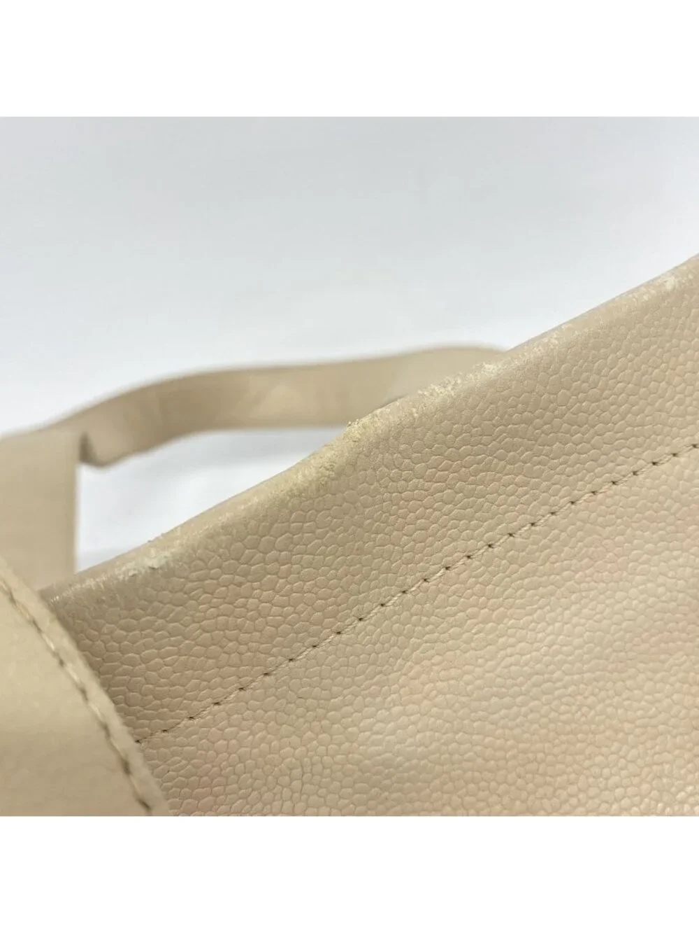 Chanel Tote Bag Caviar Leather Beige Silver